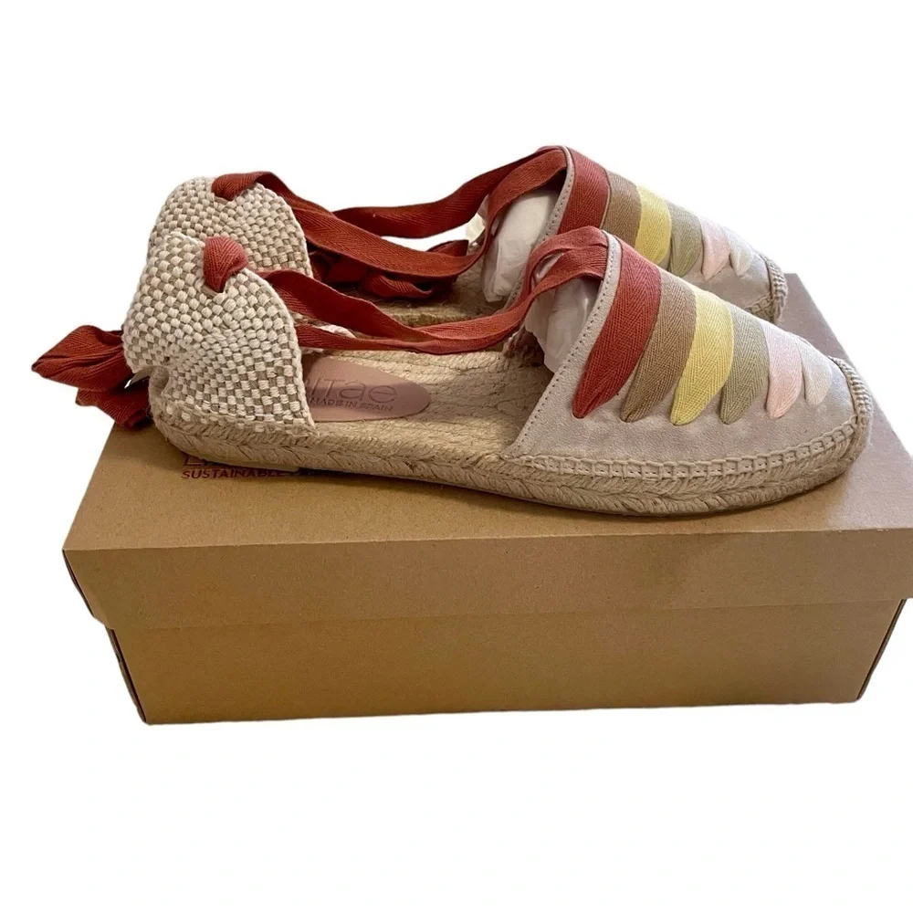 Liberitae Women’s Sandals, Size 39 (8), Beige & Colorful Straps & Jute, …